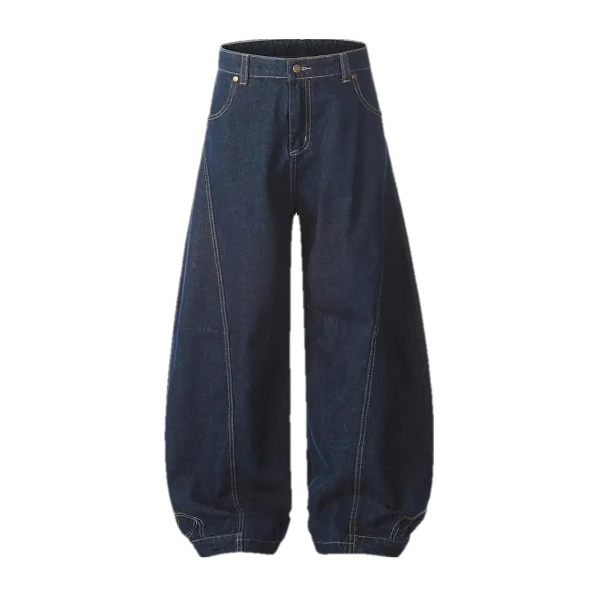 Medium rise barrel shape baggy-fit men's jeans