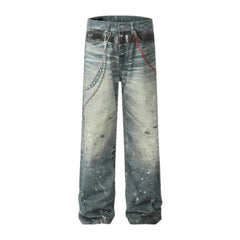 Dirty faded wash stylish men's jeans