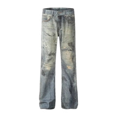 Dirty faded fashion men's jeans