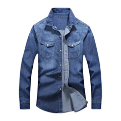 Light western casual men's denim shirt