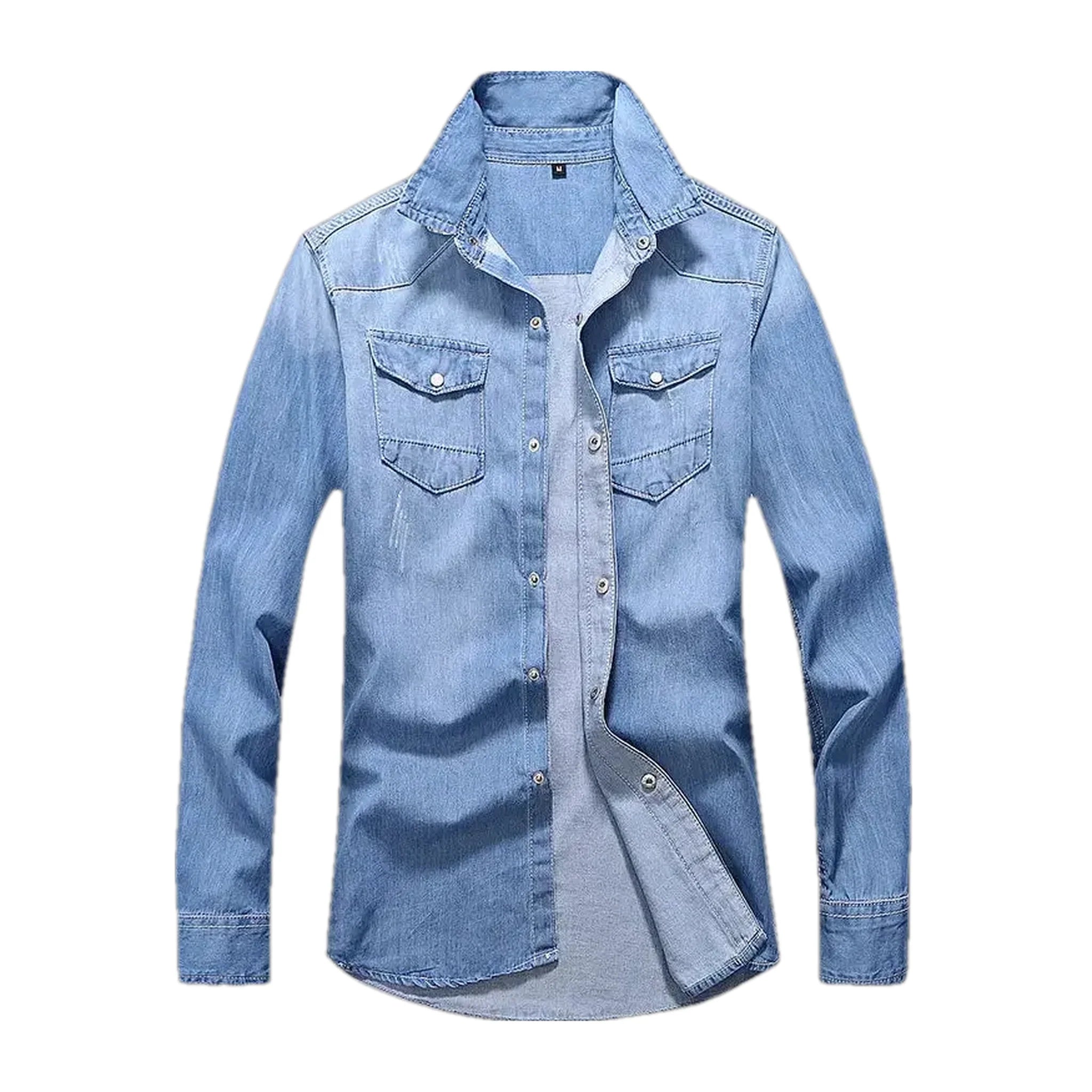 Light western casual men's denim shirt