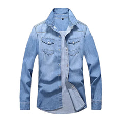 Light western casual men's denim shirt