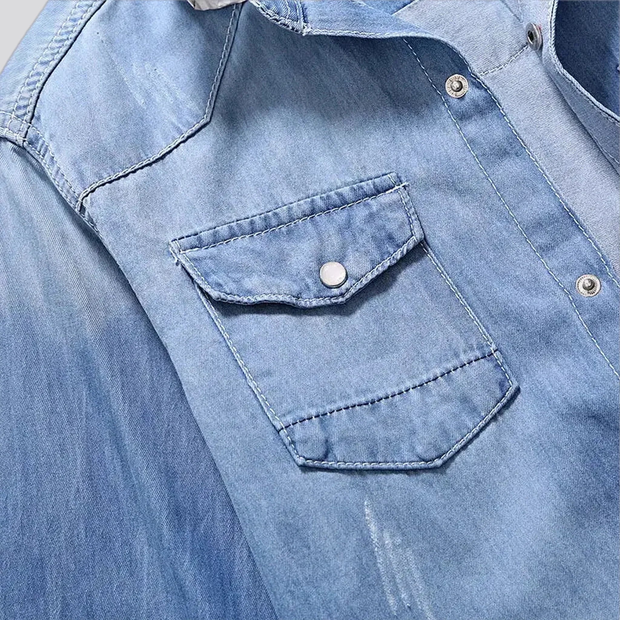 Light western casual men's denim shirt