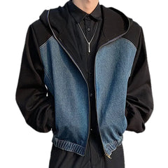 Regular fit rubber hem men's denim bomber jacket