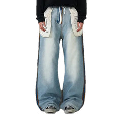 Whiskered mid-rise trendy baggy men's jeans
