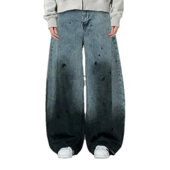 Dark paint boho men's jeans