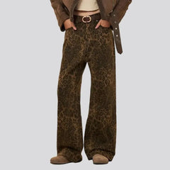 Brown leopard-print jeans for ladies