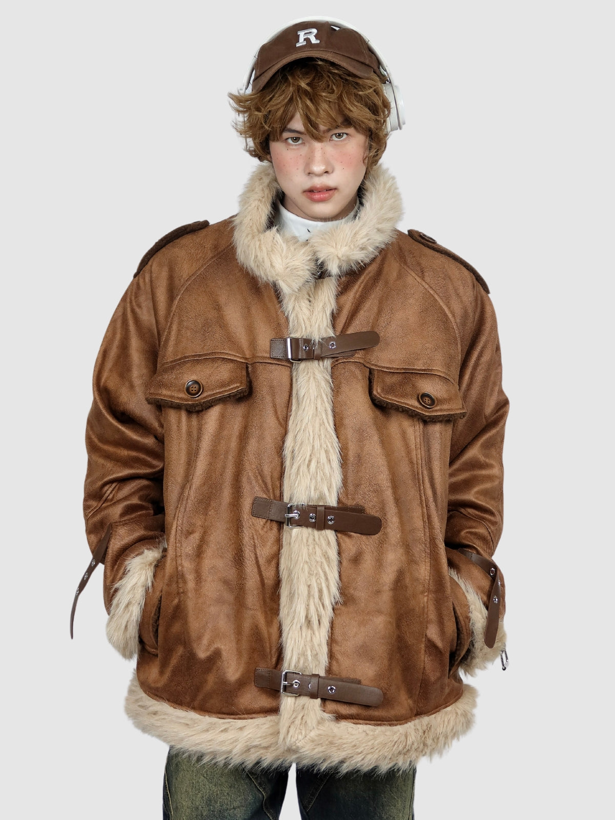 Retro One-Piece Wool Winter Fur Lamp Coat