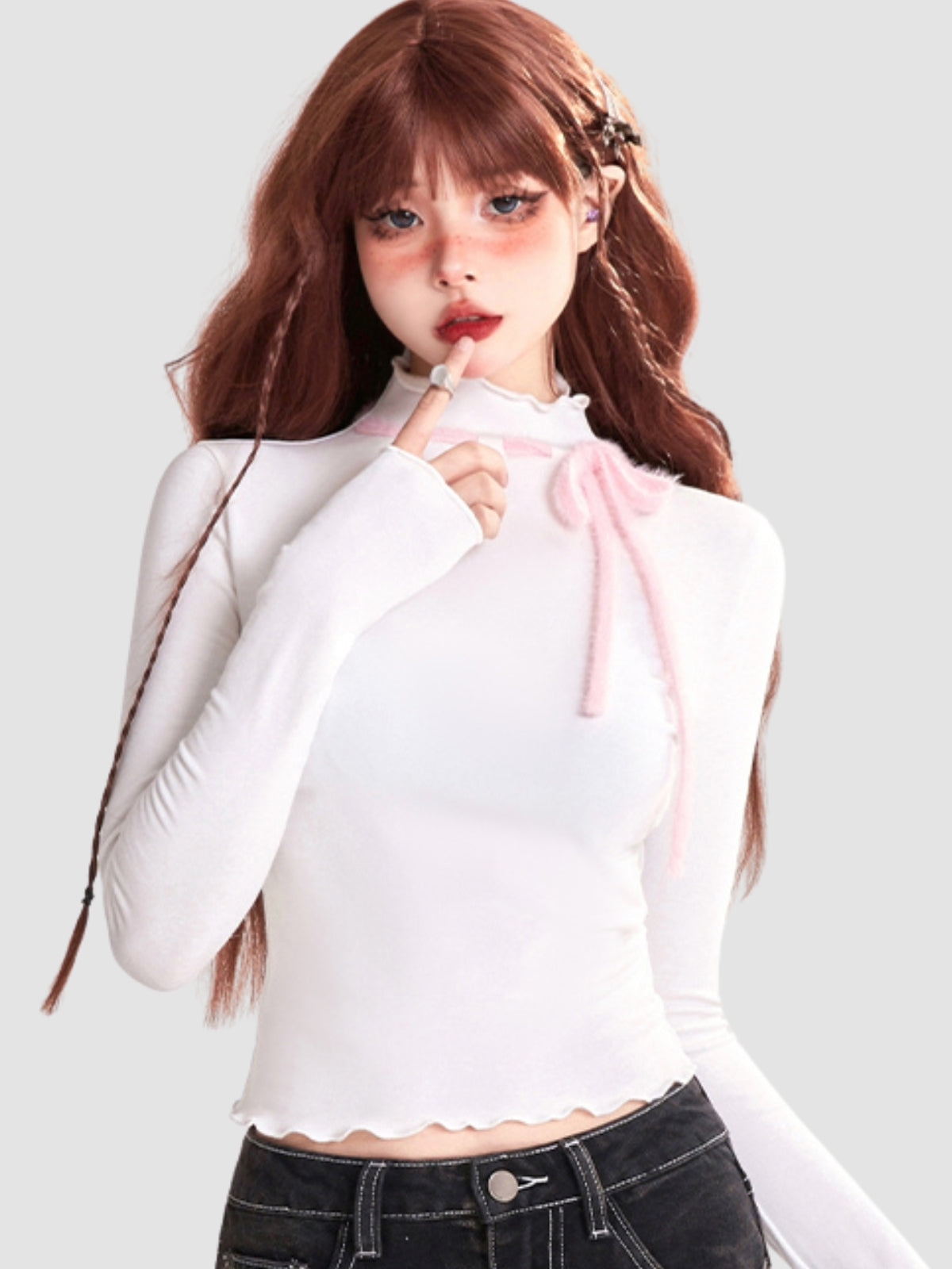 Half Collar Slim Fit Lace Top