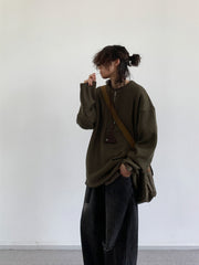 Retro Half Open Collar Knitted Sweater