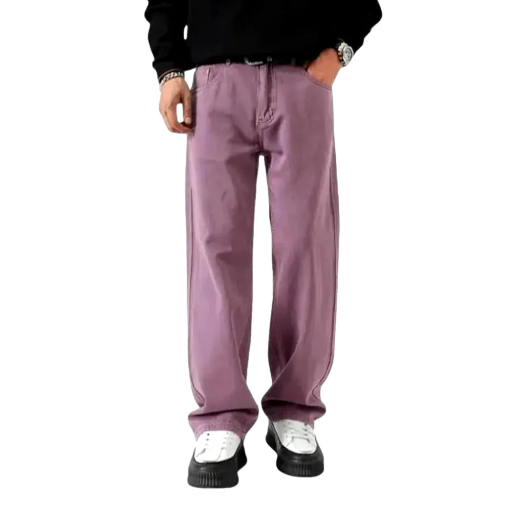 Colored slouchy boho style men's denim pants
