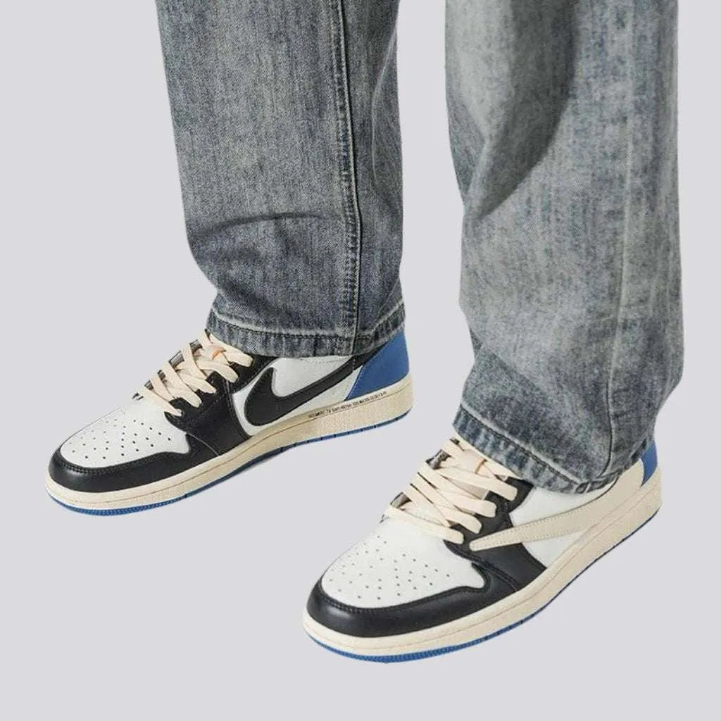 Whiskered sanded jeans for men