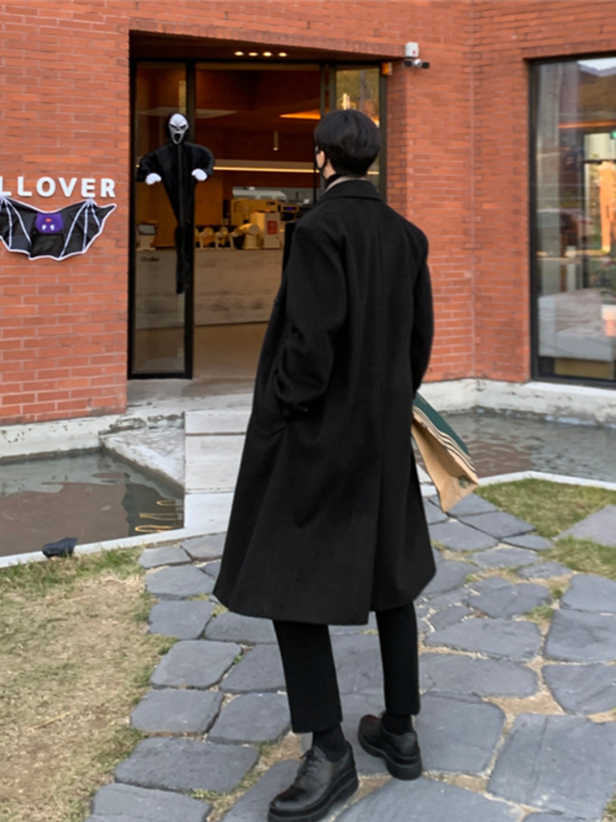 Loose Mid-length Cashmere Windbreaker Coat