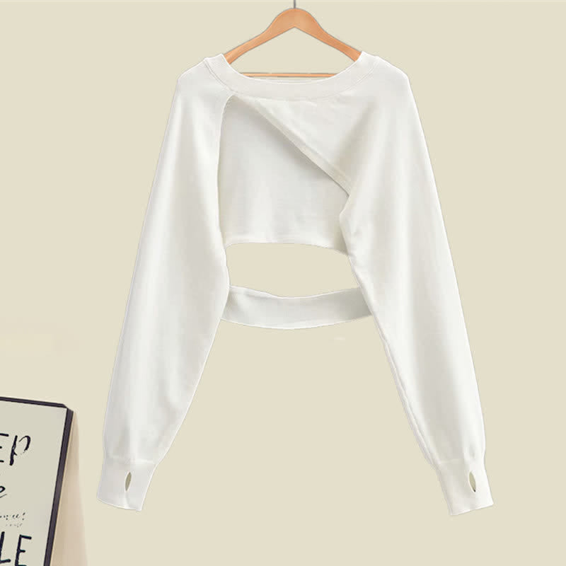 Irregular Hollow Out Sweater Denim Slip Dress