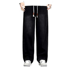 Insulated mid-waist baggy men's jeans