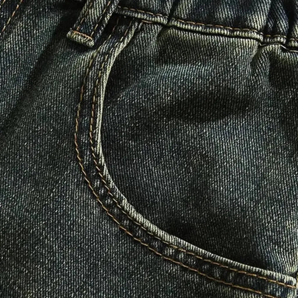 High-waist men's pebble-washed jeans