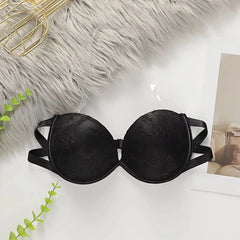 Black Lace Strapless Push Up Bra