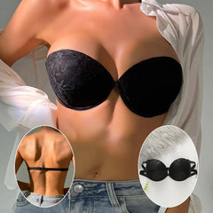 Black Lace Strapless Push Up Bra