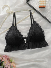 Black mesh lace without steel ring front buckle Underwear