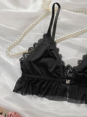 Black mesh lace without steel ring front buckle Underwear