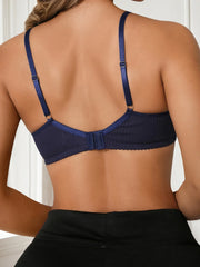 Blue Cotton Lace Push Up Bra
