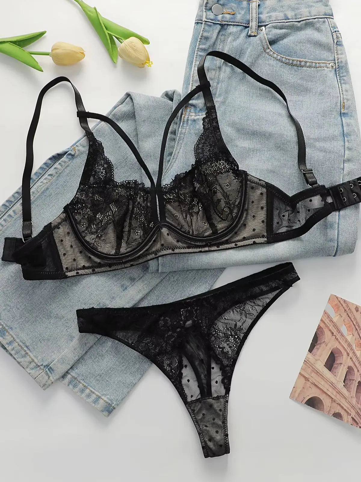 Casual Ladies Black Sheer Lace lingerie