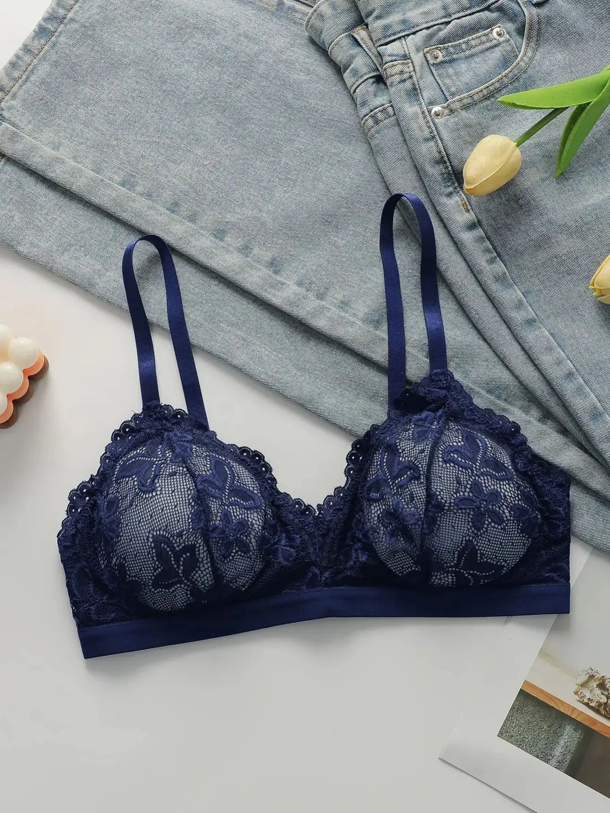 Detachable chest cushion without steel ring women's Bra