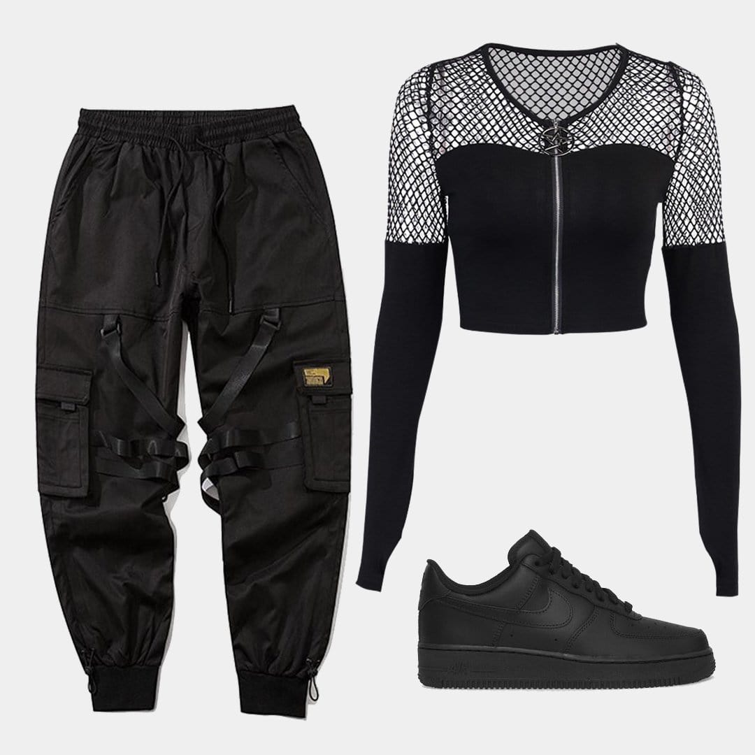 Gothic Stitching Zipper Cardigan Long Sleeve Tee
