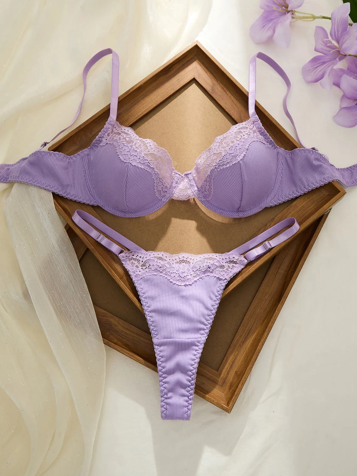 Elegant Purple Lace Bralette