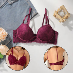 Elegant Purple Lace Underwire Push Up Bra