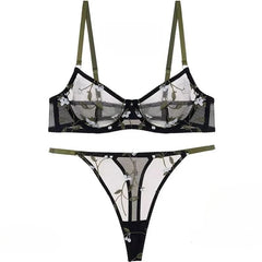 European Style Lace Sheer Embroidery Underwire Bra