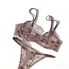 European Style Lace Sheer Embroidery Underwire Bra