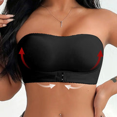 Fashionable front button black Bra
