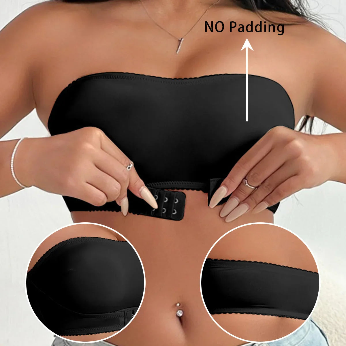 Fashionable front button black Bra