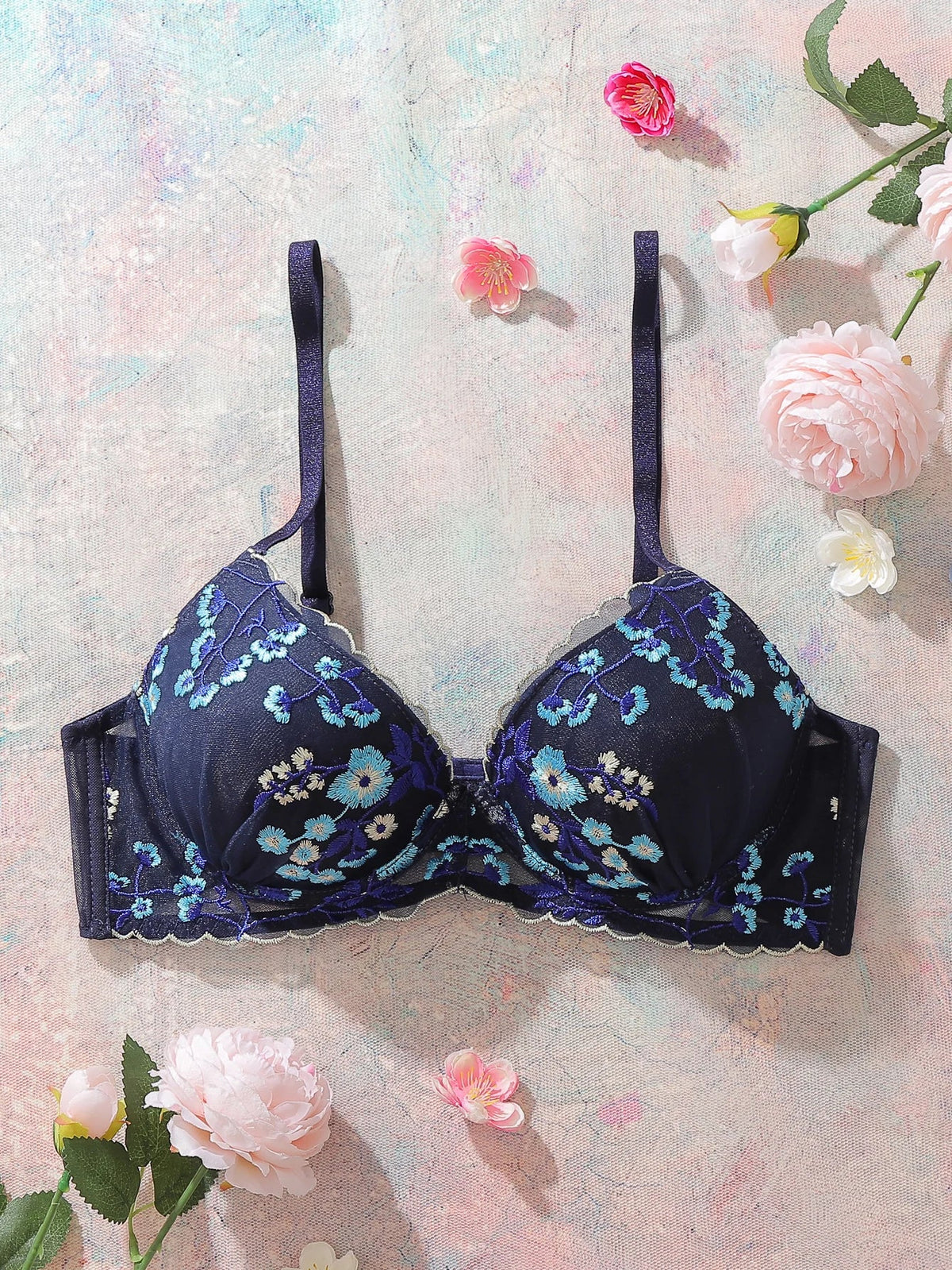 Floral Embroidered Women's Bra