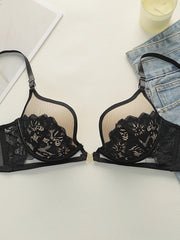 French Lace Sheer Mesh Underwire Bra