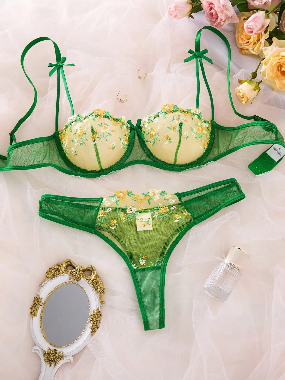 French-style floral embroidery lace lingerie