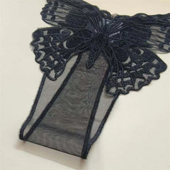 Gold Thread Embroidered Transparent Mesh Thong
