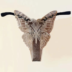 Gold Thread Embroidered Transparent Mesh Thong