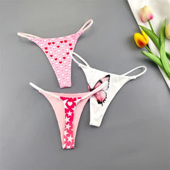 Heart/Butterfly Printed Women Cotton Thong