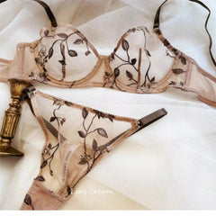 Sheer Lace Embroidery Underwire Bra