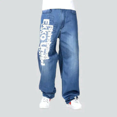 Inscribed painted jeans for men