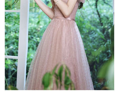 Puff-Sleeve Dotted A-Line Prom Dress