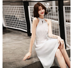 Halter Plain A-Line Cocktail Dress