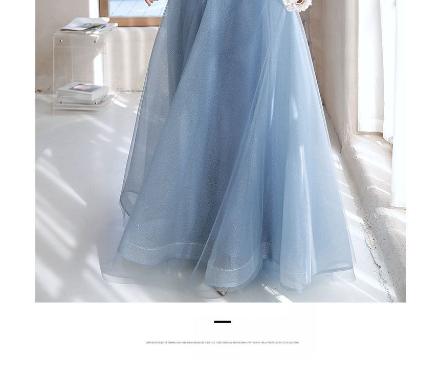 Off-Shoulder Sequin A-Line Evening Gown / Midi Dress