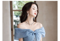 Off-Shoulder Sequin A-Line Evening Gown / Midi Dress