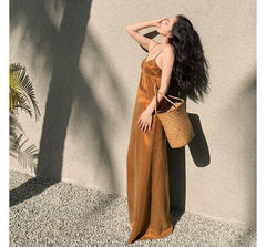 Spaghetti Strap Plain Maxi Smock Dress