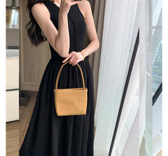 Sleeveless Scoop Neck Plain Maxi A-Line Dress