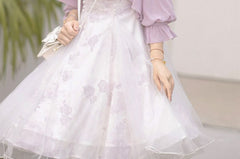 Lolita Short-Sleeve Plain Shrug / Spaghetti Strap Mesh Tiered Mini A-Line Dress / Set