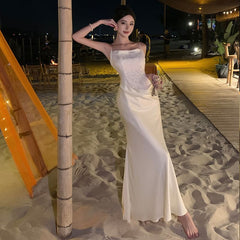 Spaghetti Strap Plain Maxi Sheath Dress